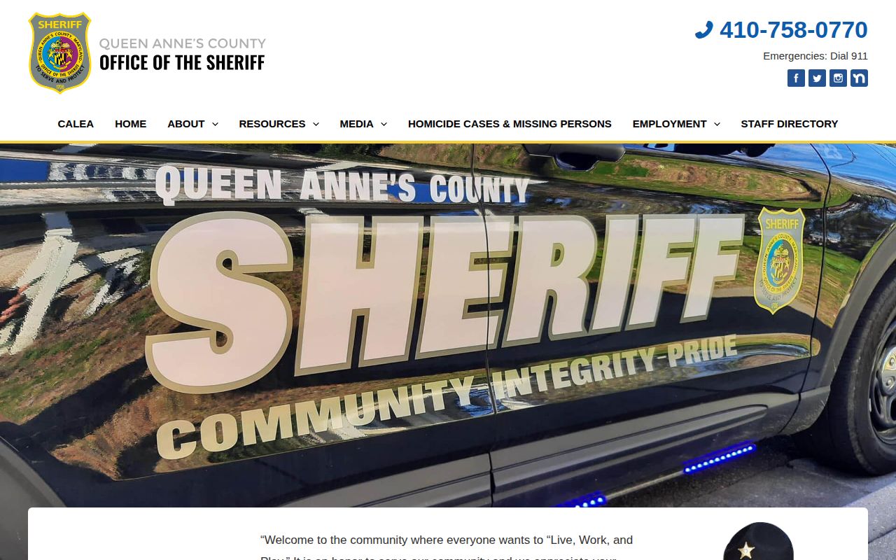 Queen Anne's County Sheriff crime news and records website